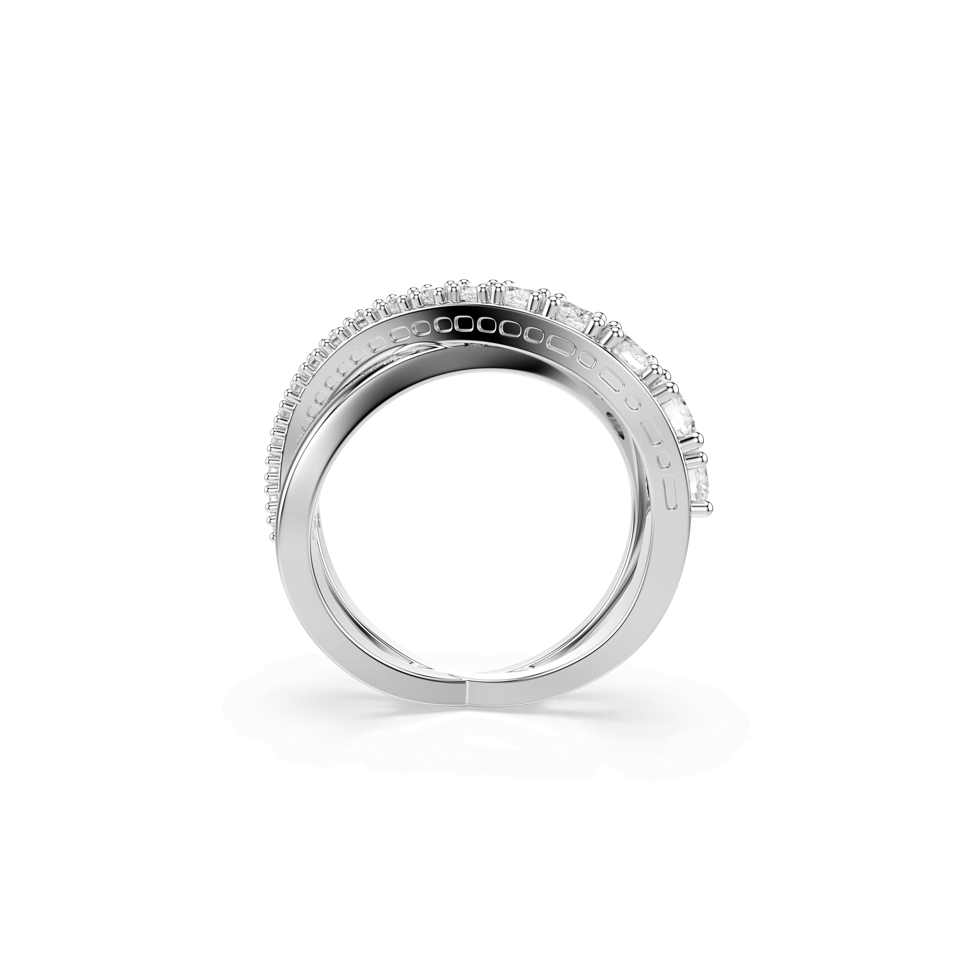 Hyperbola ring, Mixed cuts, White, Silver-tone finish 5714952