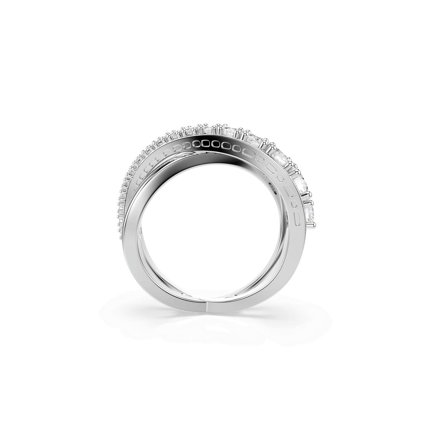 Hyperbola ring, Mixed cuts, White, Silver-tone finish 5714954