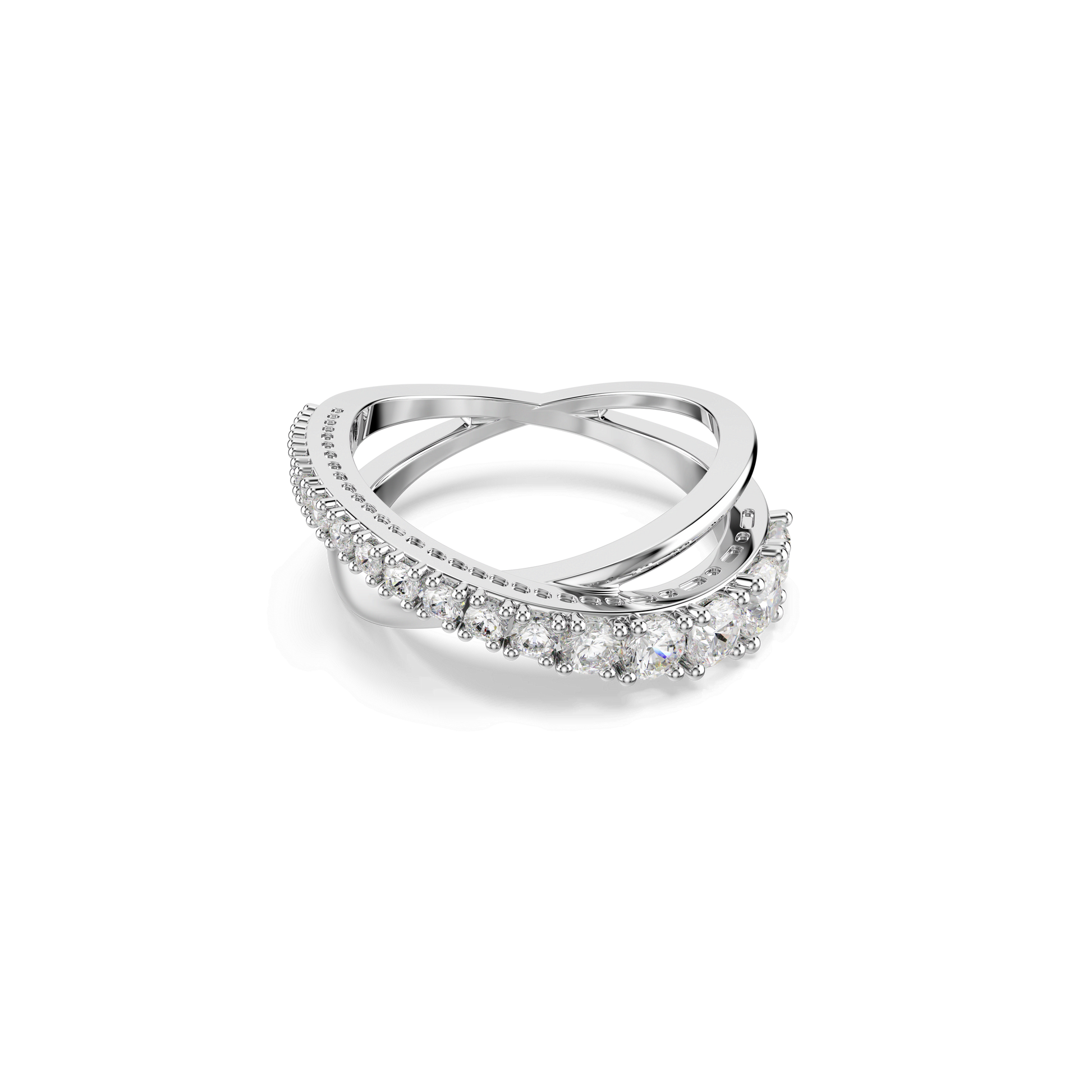 Hyperbola ring, Mixed cuts, White, Silver-tone finish 5714956