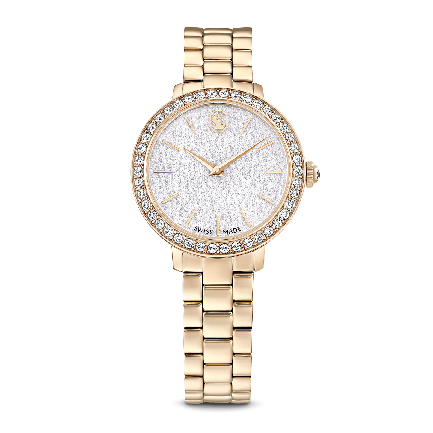 Matrix 3-link watch, Swiss Made, Metal bracelet, Gold tone, Champagne gold-tone finish 5715026