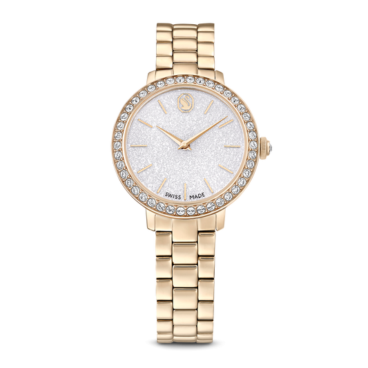 Matrix 3-link watch, Swiss Made, Metal bracelet, Gold tone, Champagne gold-tone finish 5715026