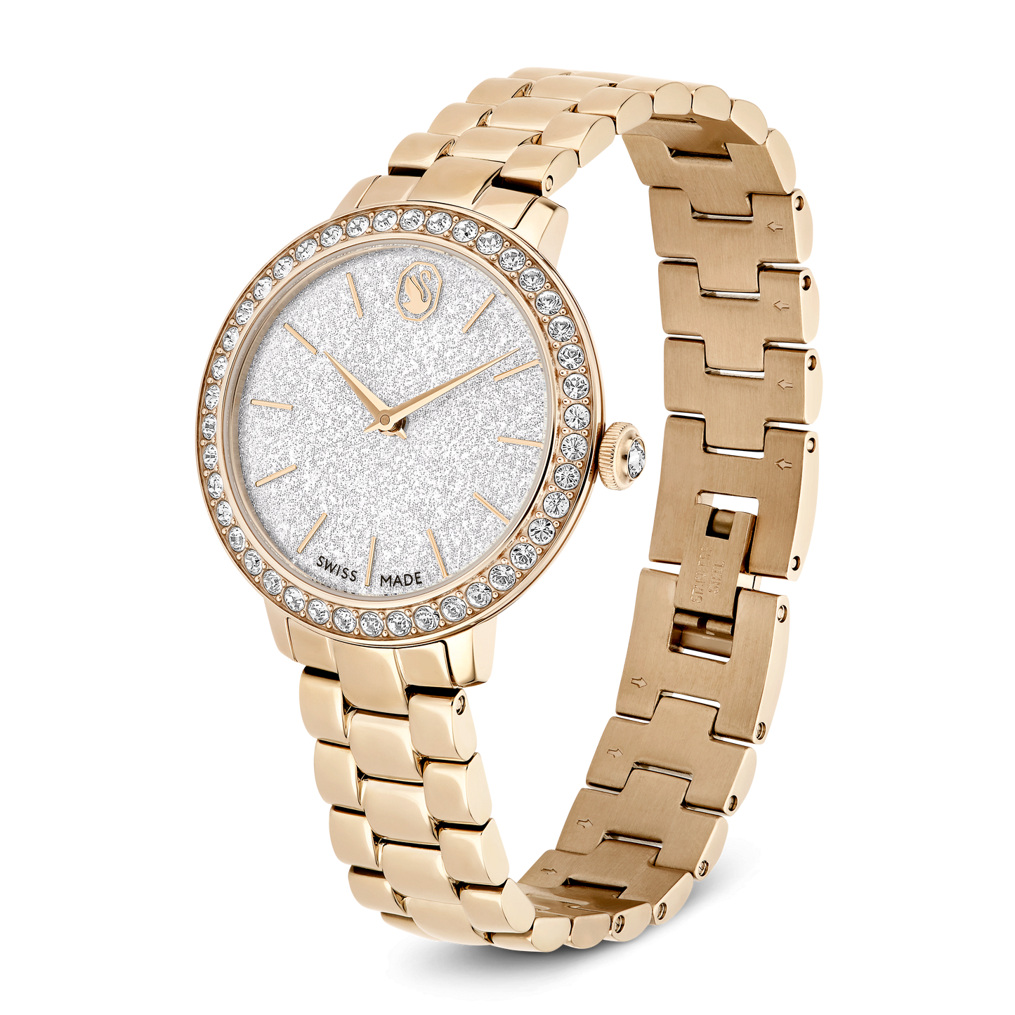 Matrix 3-link watch, Swiss Made, Metal bracelet, Gold tone, Champagne gold-tone finish 5715026