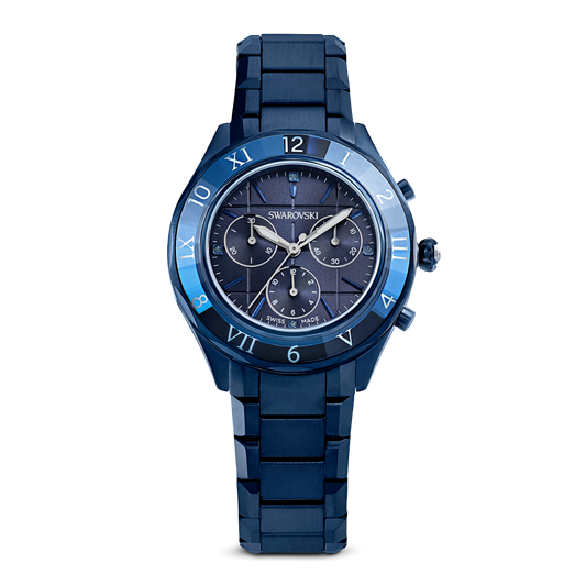 Dextera chrono watch, 39mm, Swiss Made, Metal bracelet, Blue, Blue finish 5715457