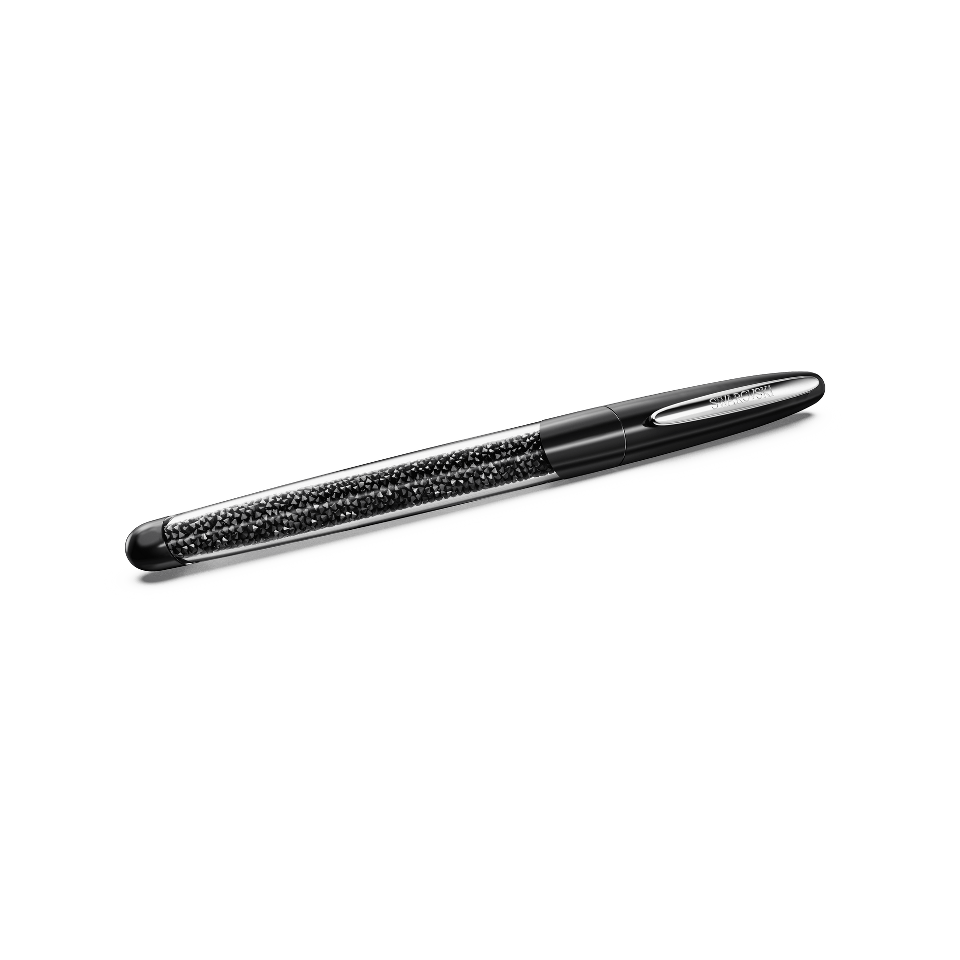 Crystalline rollerball pen, Black, Chrome plated 5717137