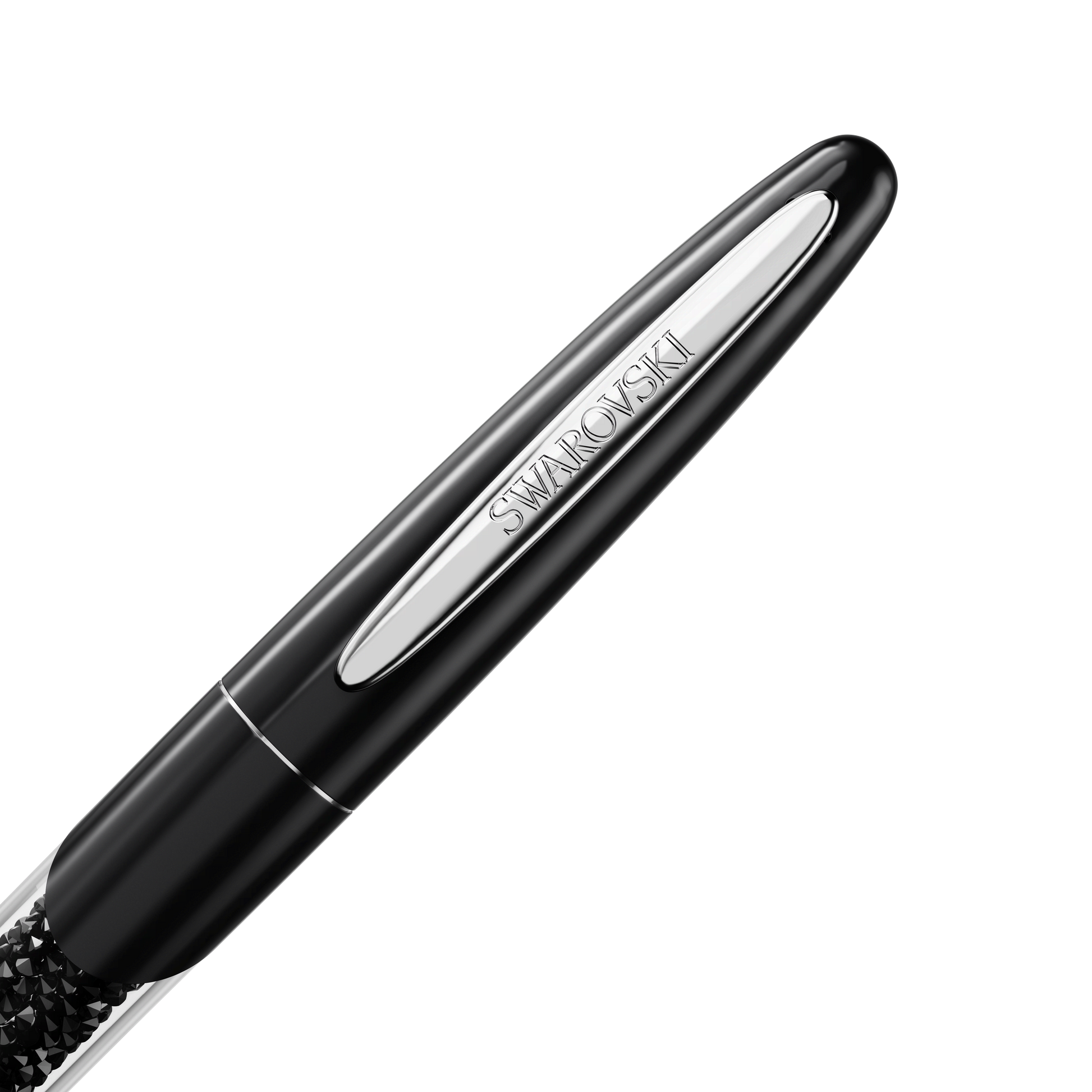 Crystalline rollerball pen, Black, Chrome plated 5717137
