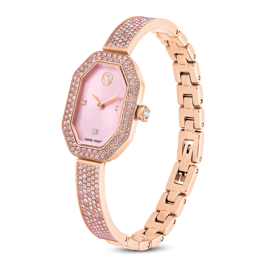 Dextera bangle watch, Swiss Made, Metal bracelet, Pink, Rose gold-tone plated 5717588