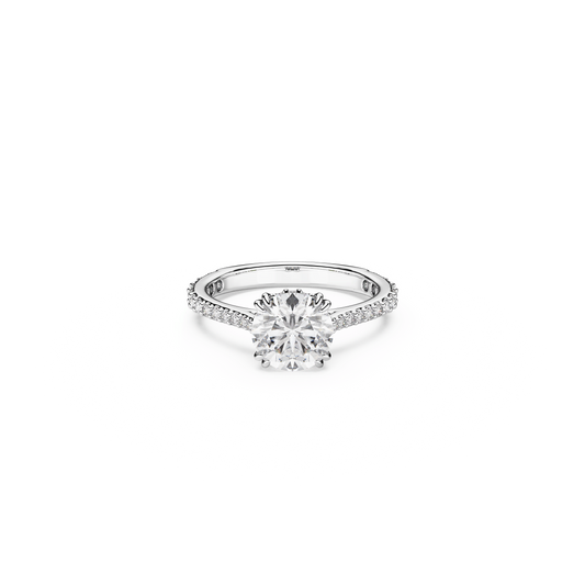 Stilla cocktail ring, Round cut, Pavé, White, Silver-tone finish