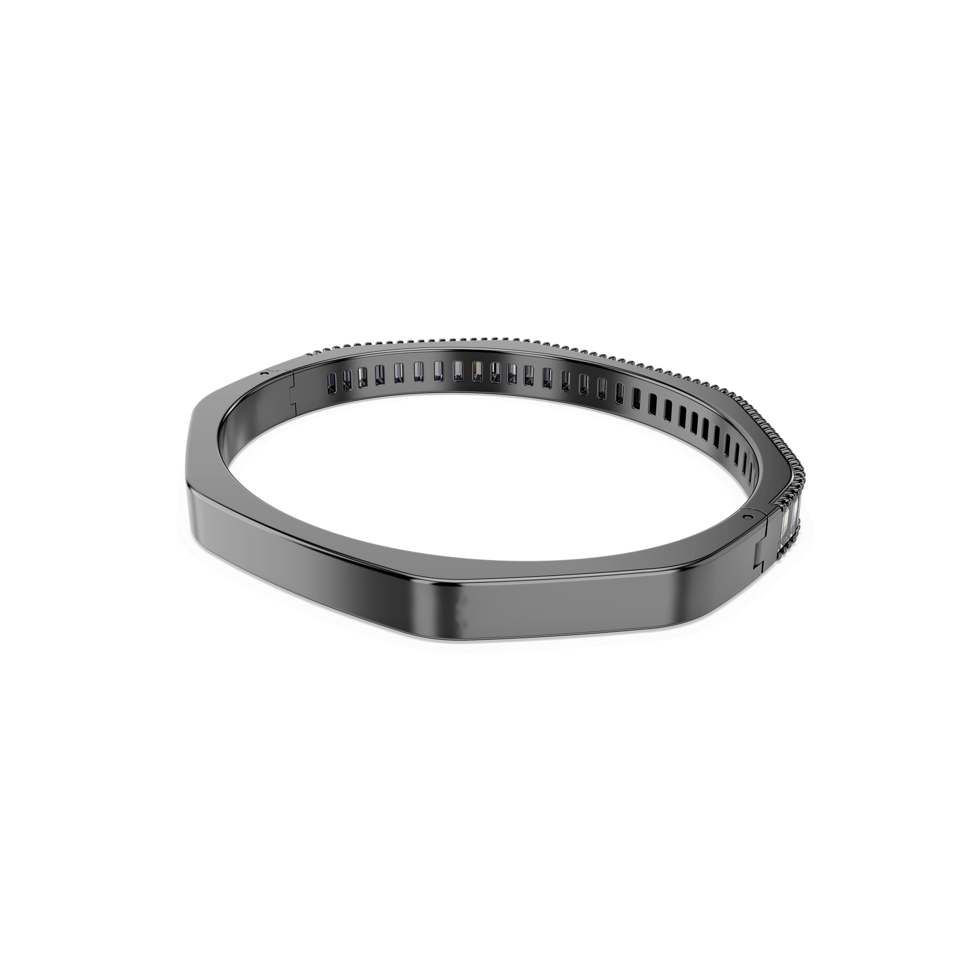 Matrix bangle, Baguette cut, Octagon shape, Gray, Ruthenium plated 5720365