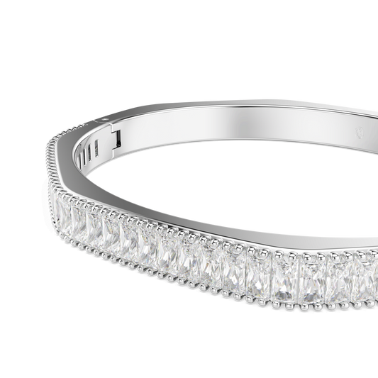 Matrix bangle, Baguette cut, Octagon shape, White, Rhodium plated 5720621