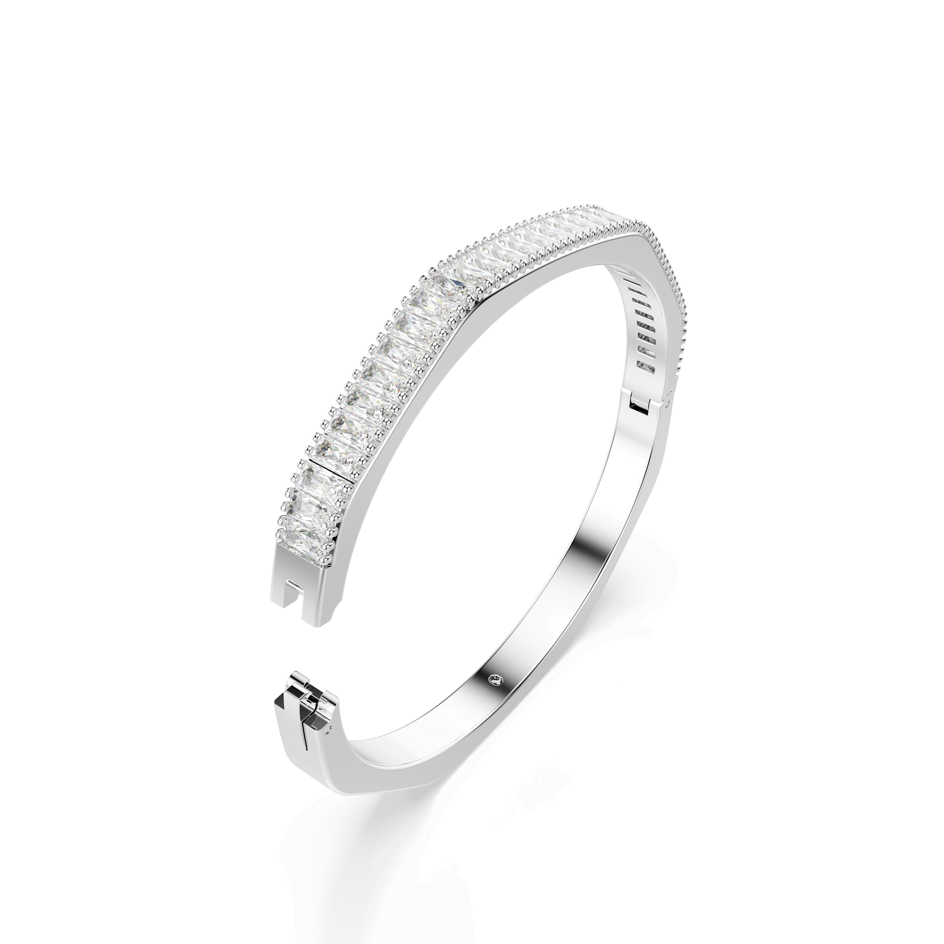 Matrix bangle, Baguette cut, Octagon shape, White, Rhodium plated 5720622