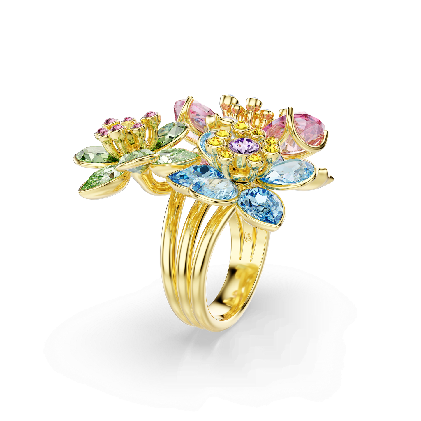 Idyllia ring, Mixed cuts, Flower, Multicolored, Gold-tone plated 5721579