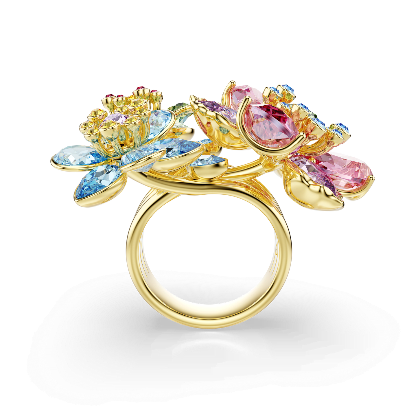 Idyllia ring, Mixed cuts, Flower, Multicolored, Gold-tone plated 5721579