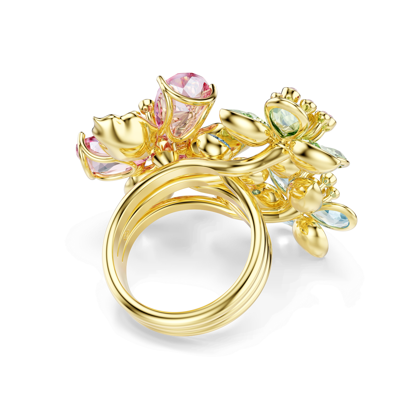 Idyllia ring, Mixed cuts, Flower, Multicolored, Gold-tone plated 5721582