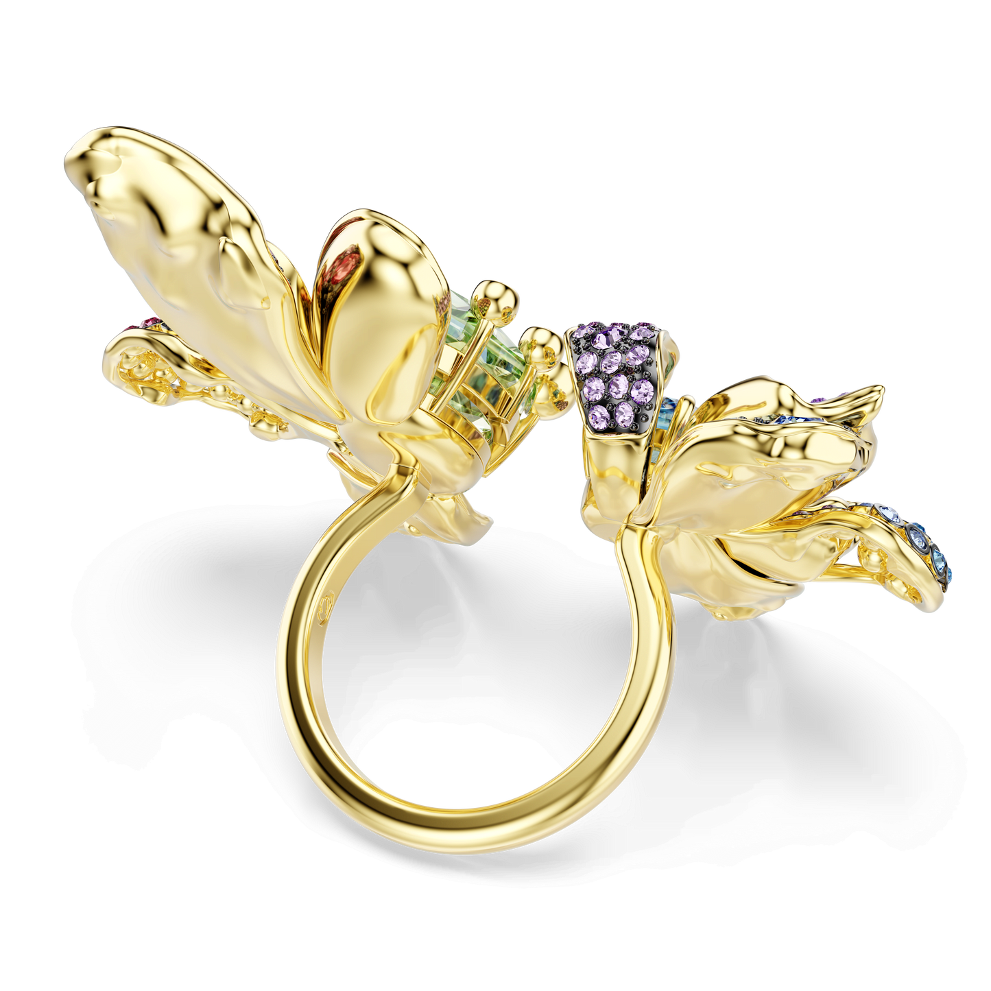 Idyllia ring, Mixed cuts, Pavé, Flower, Multicolored, Gold-tone plated 5721594