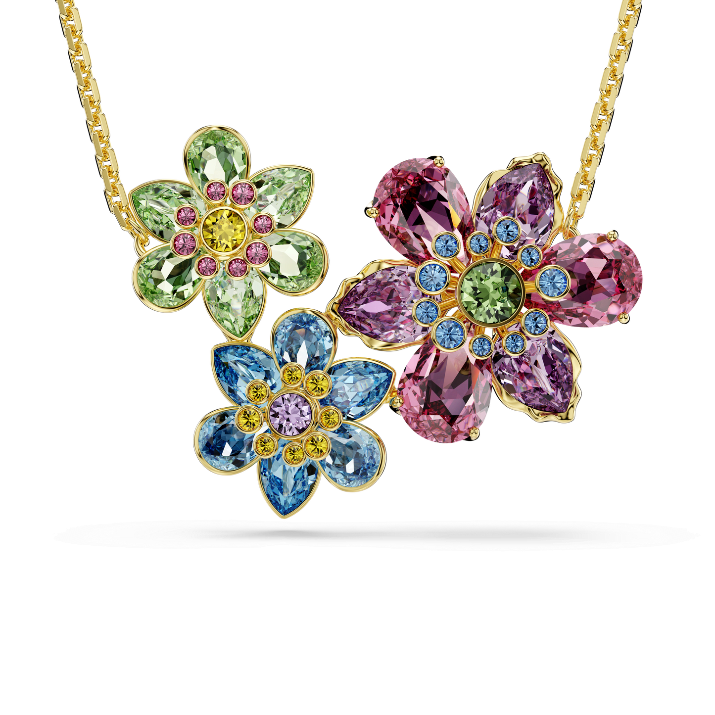 Idyllia pendant, Mixed cuts, Flower, Multicolored, Gold-tone plated 5721668