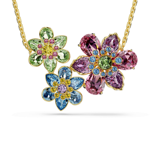 Idyllia pendant, Mixed cuts, Flower, Multicolored, Gold-tone plated 5721668