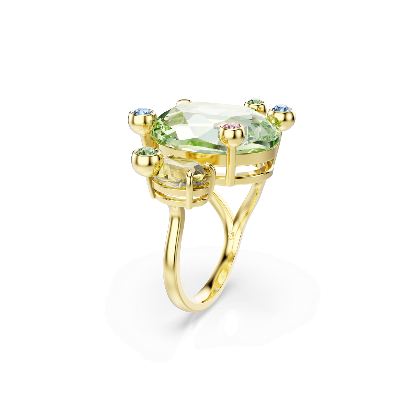 Gema open ring, Mixed cuts, Multicolored, Gold-tone plated 5721684