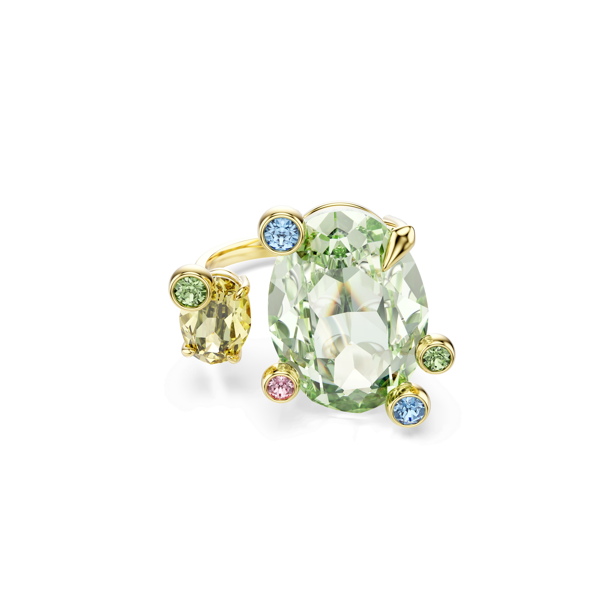Gema open ring, Mixed cuts, Multicolored, Gold-tone plated 5721685