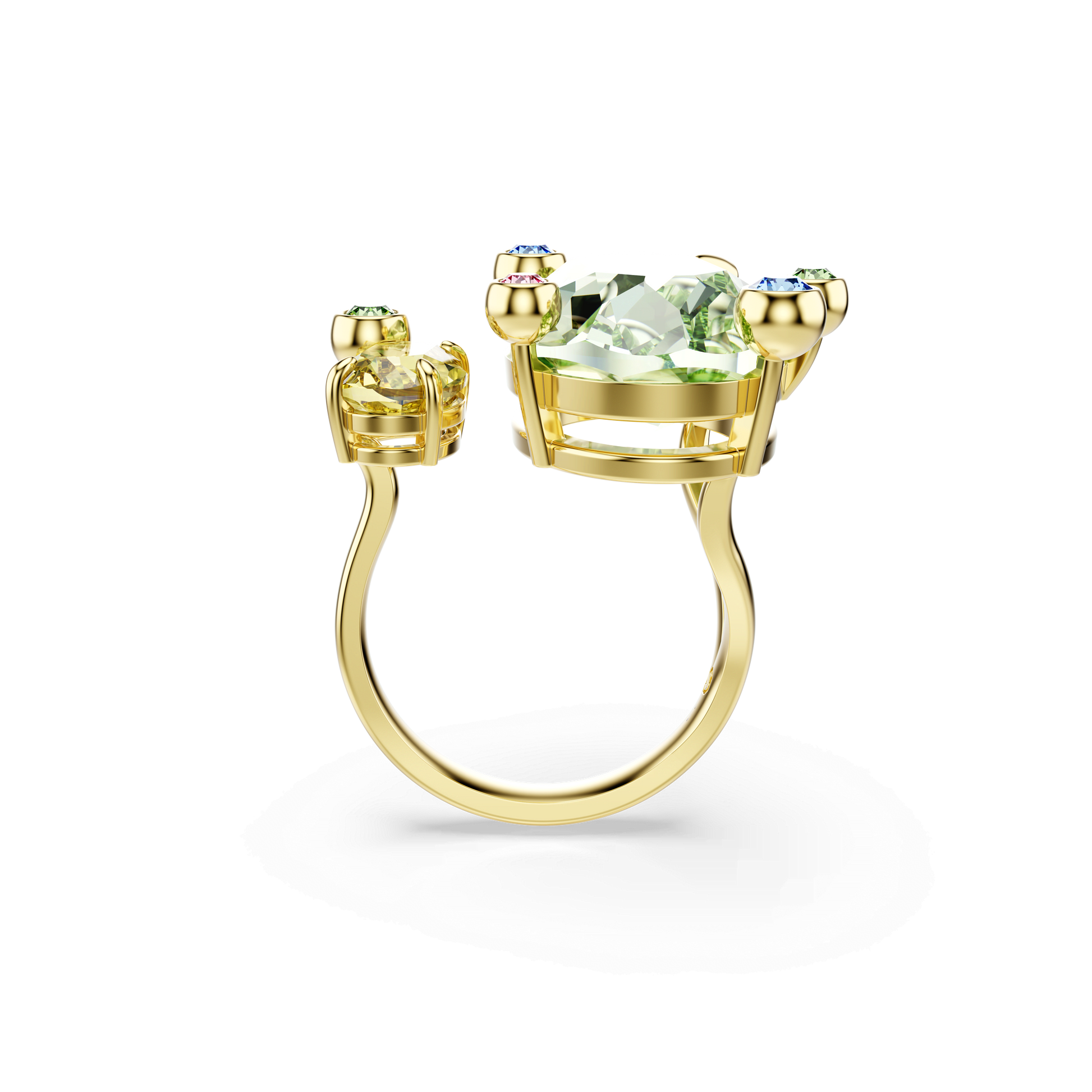 Gema open ring, Mixed cuts, Multicolored, Gold-tone plated 5721686
