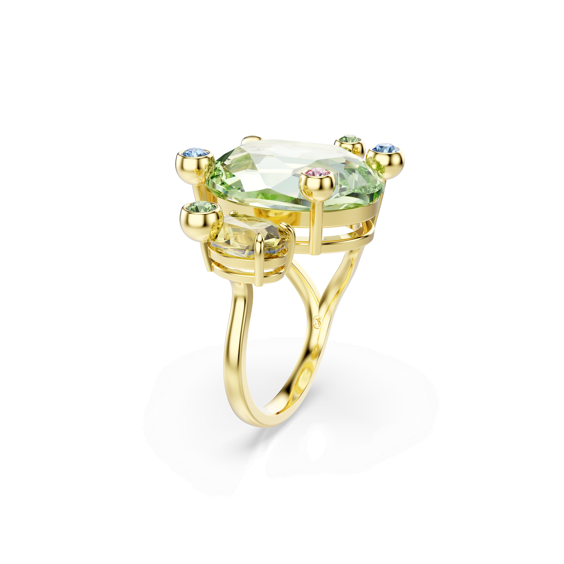 Gema open ring, Mixed cuts, Multicolored, Gold-tone plated 5721687