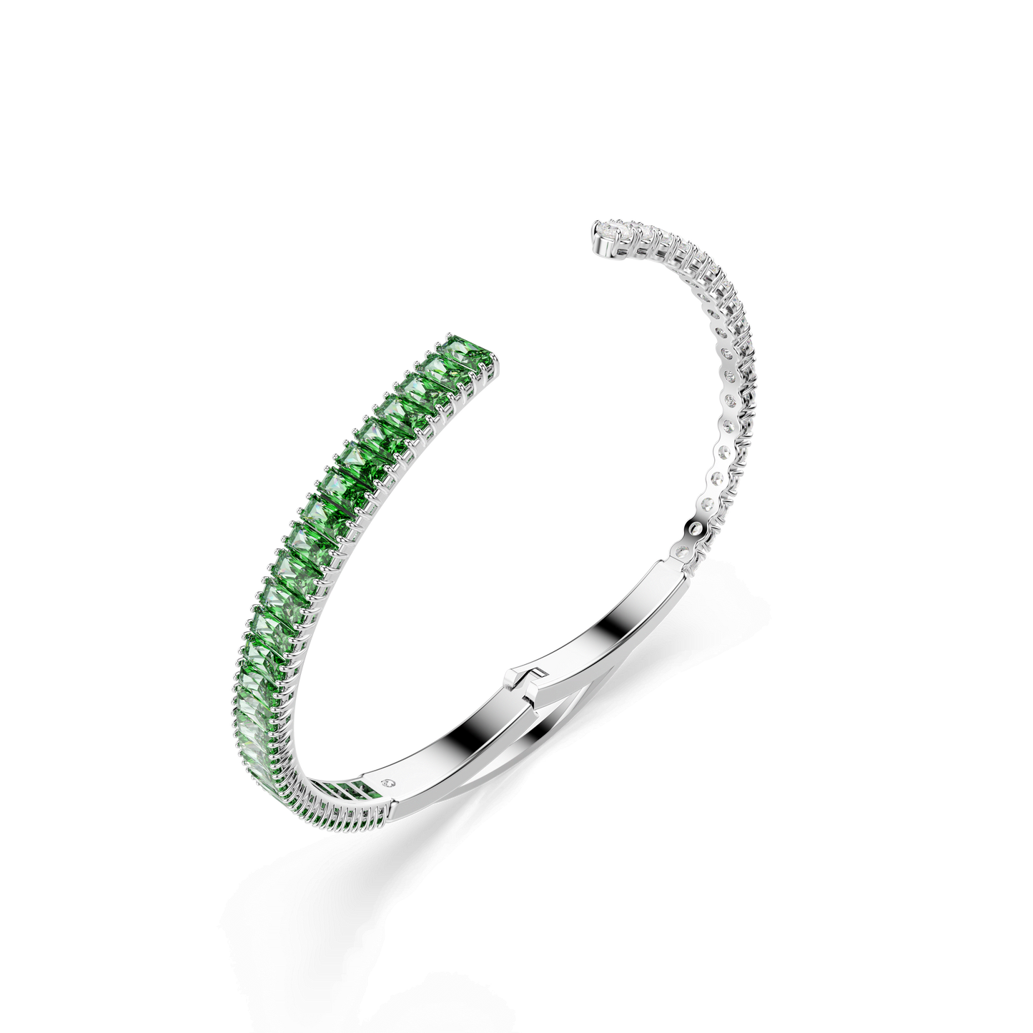 Matrix bangle, Mixed cuts, Green, Rhodium plated 5722461
