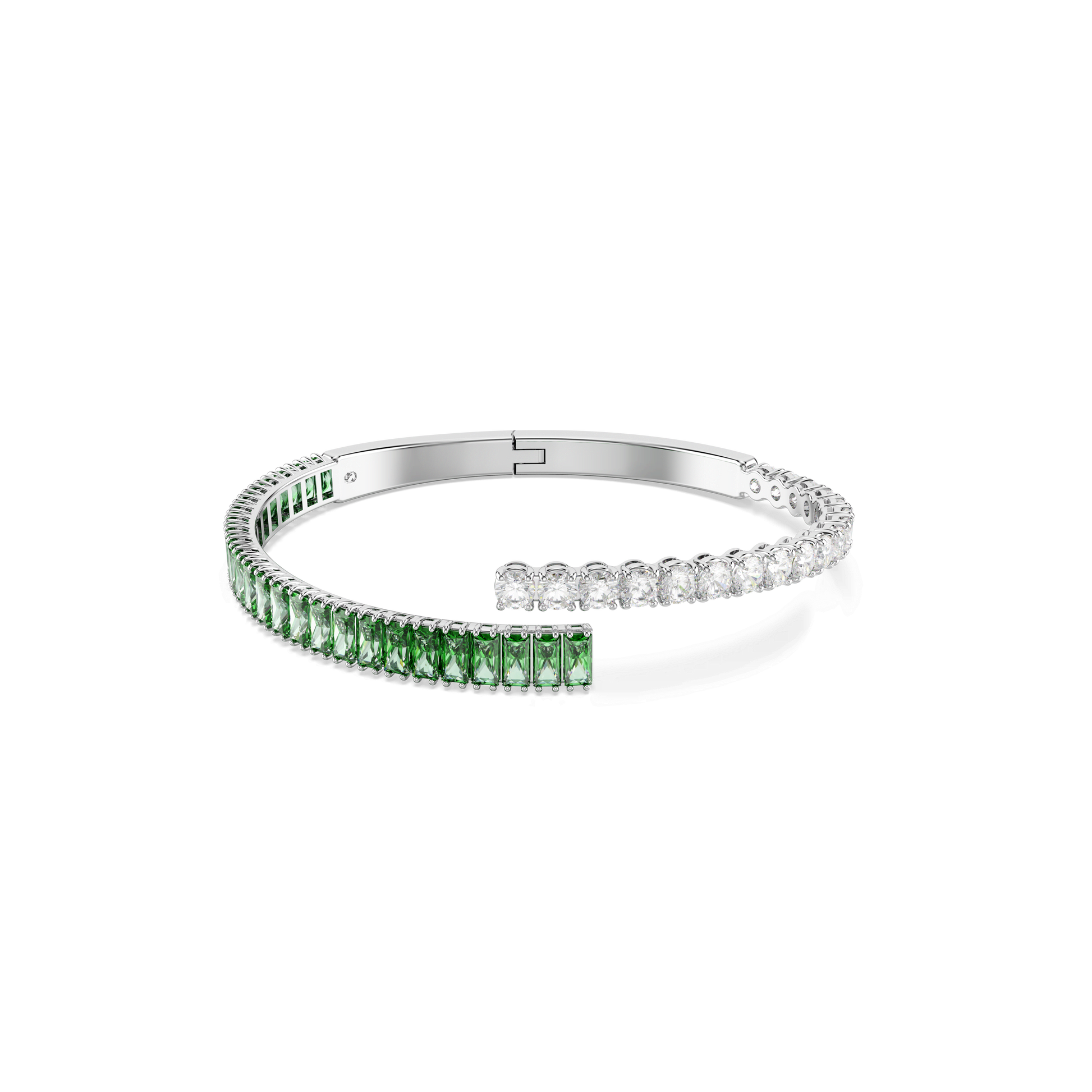 Matrix bangle, Mixed cuts, Green, Rhodium plated 5722462