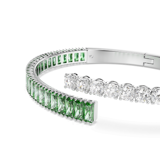 Matrix bangle, Mixed cuts, Green, Rhodium plated 5722462
