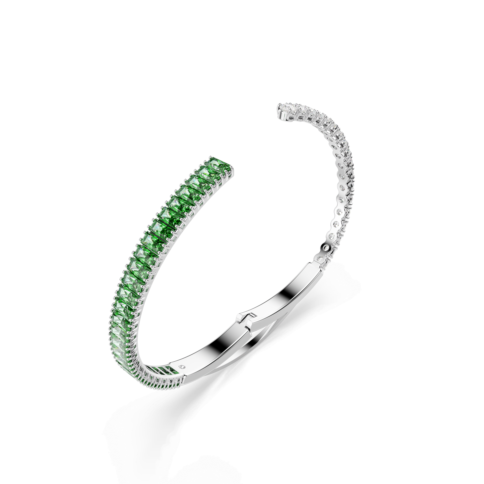 Matrix bangle, Mixed cuts, Green, Rhodium plated 5722462