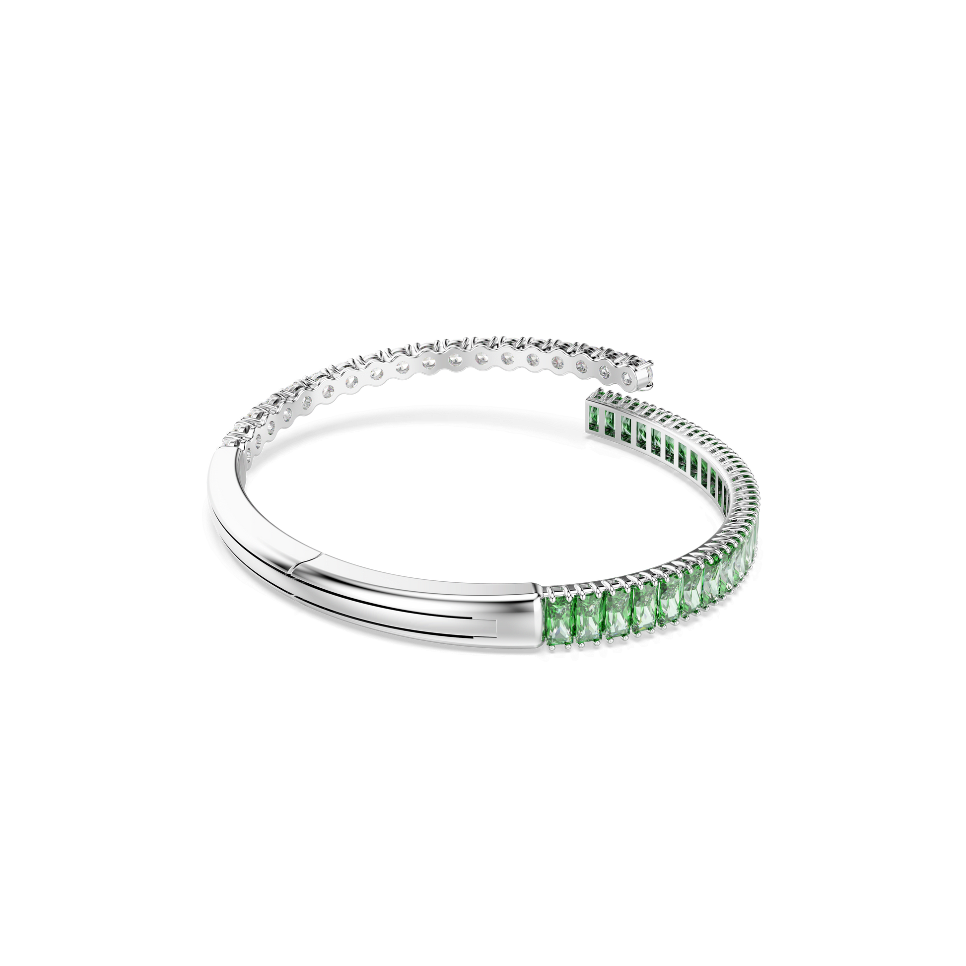 Matrix bangle, Mixed cuts, Green, Rhodium plated 5722462