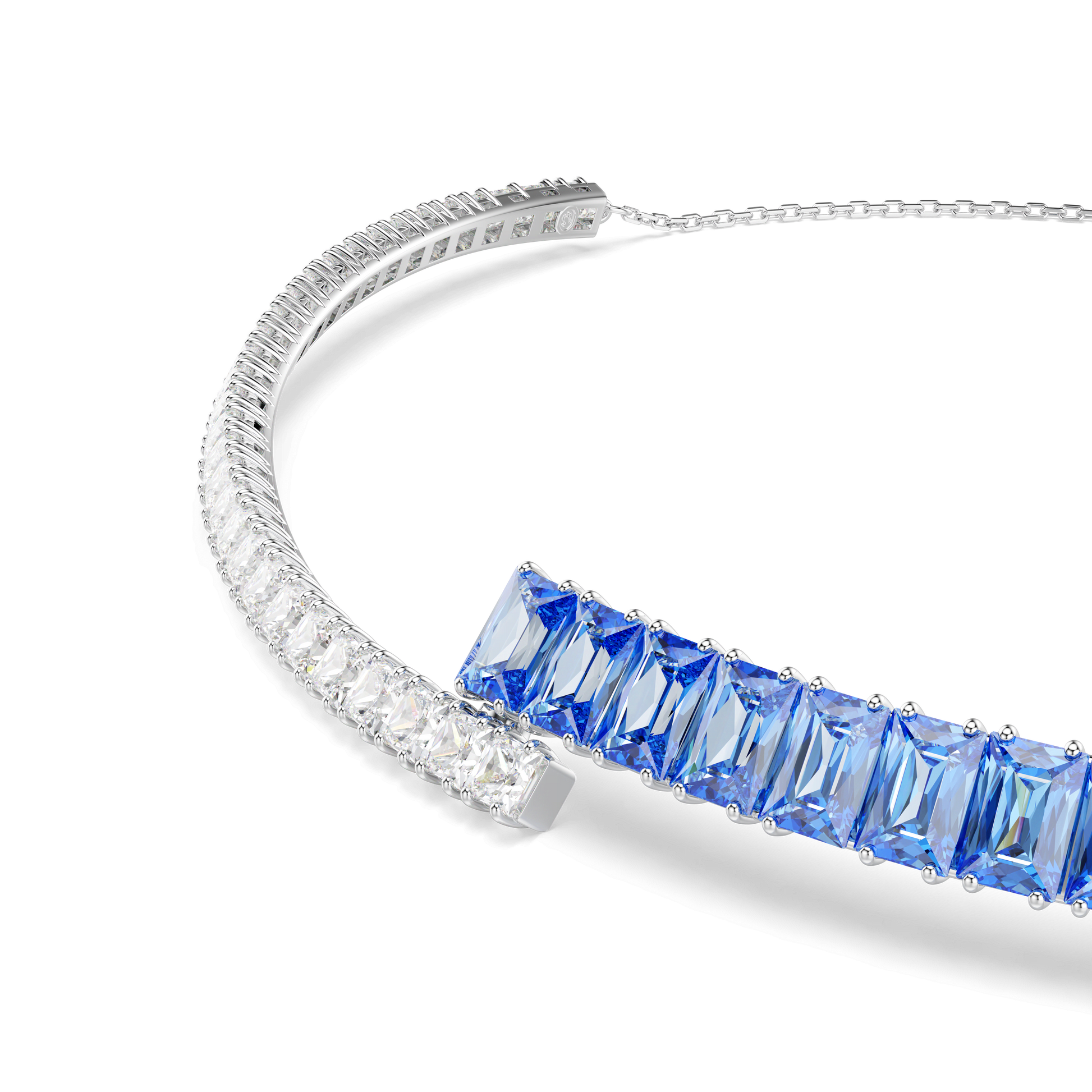 Matrix choker, Mixed cuts, Blue, Rhodium plated 5722464