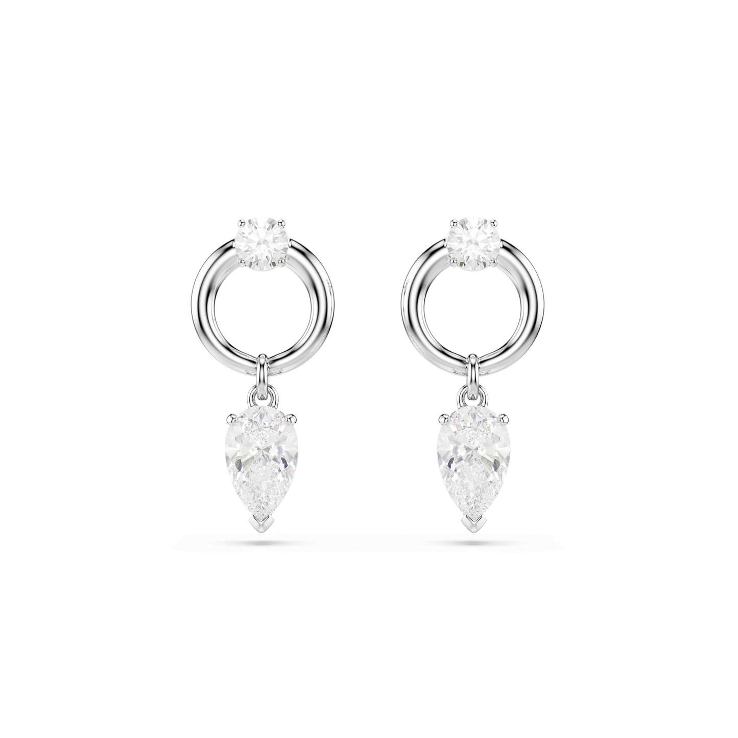 Mesmera drop earrings, Mixed cuts, White, Rhodium plated 5723177