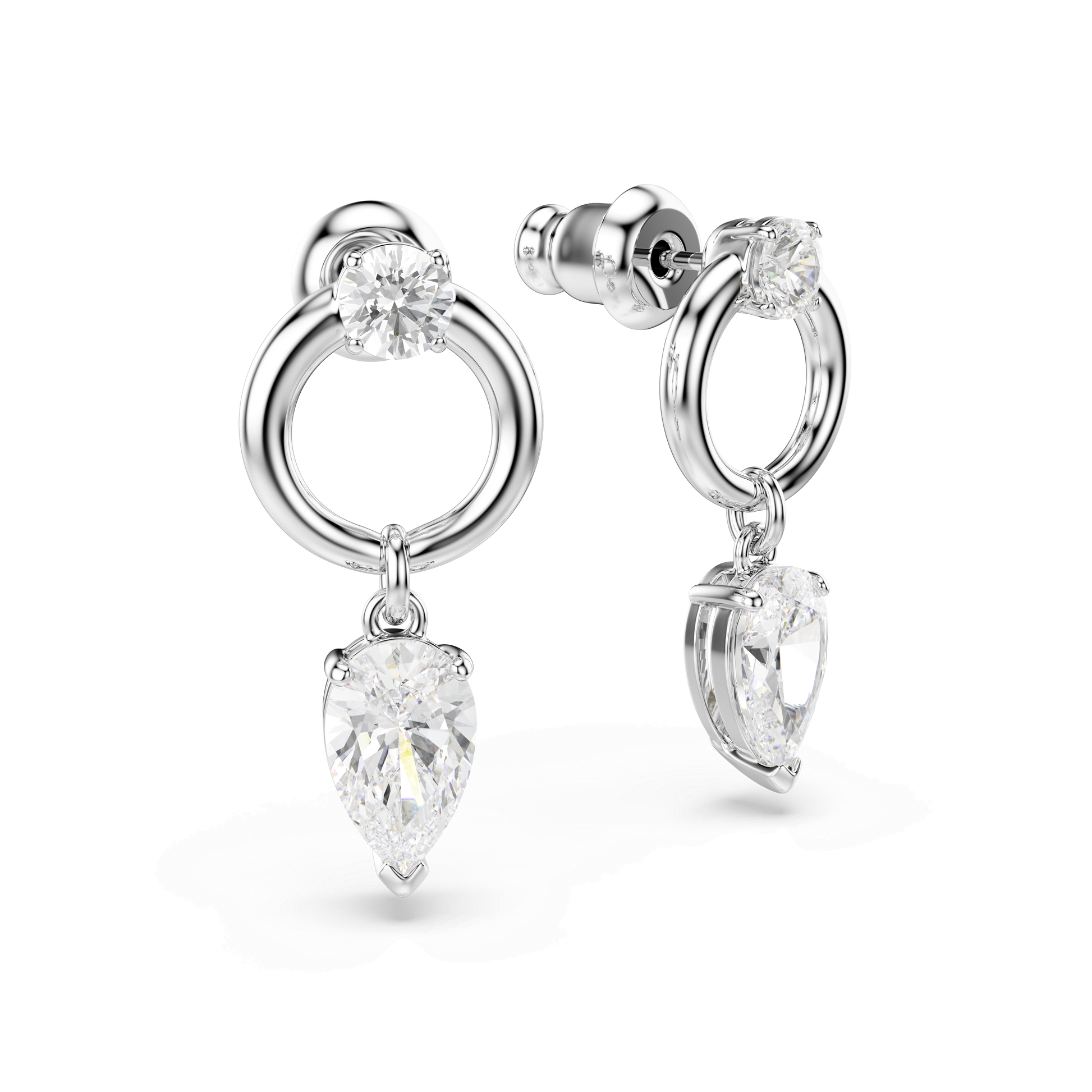 Mesmera drop earrings, Mixed cuts, White, Rhodium plated 5723177