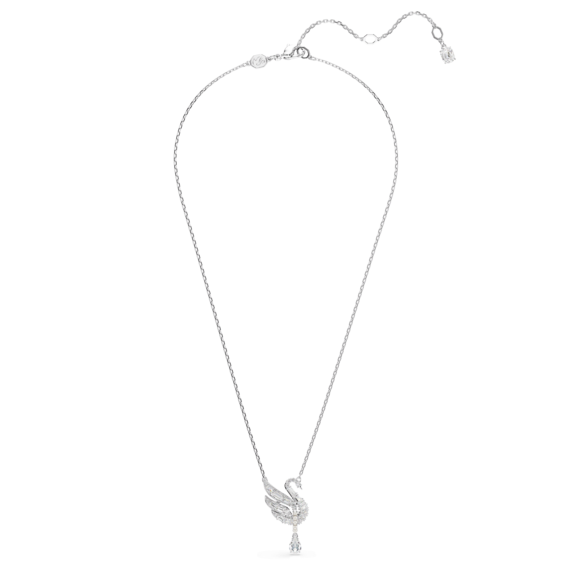 Swan pendant, Swan, White, Rhodium plated 5723387