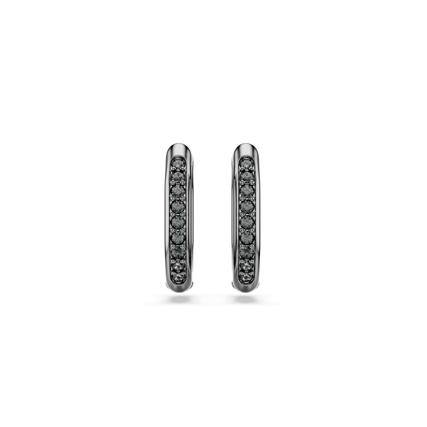 Dextera hoop earrings, Octagon shape, Round cut, Small, White, Ruthenium plated 5724586