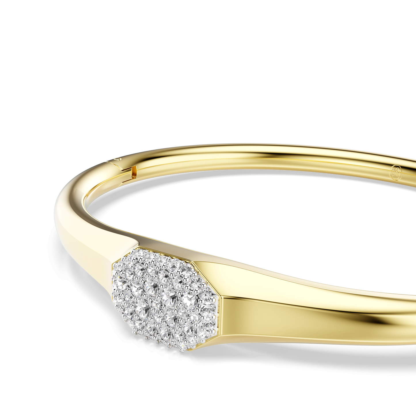 Dextera bangle, Round cut, White, Gold-tone plated 5724597