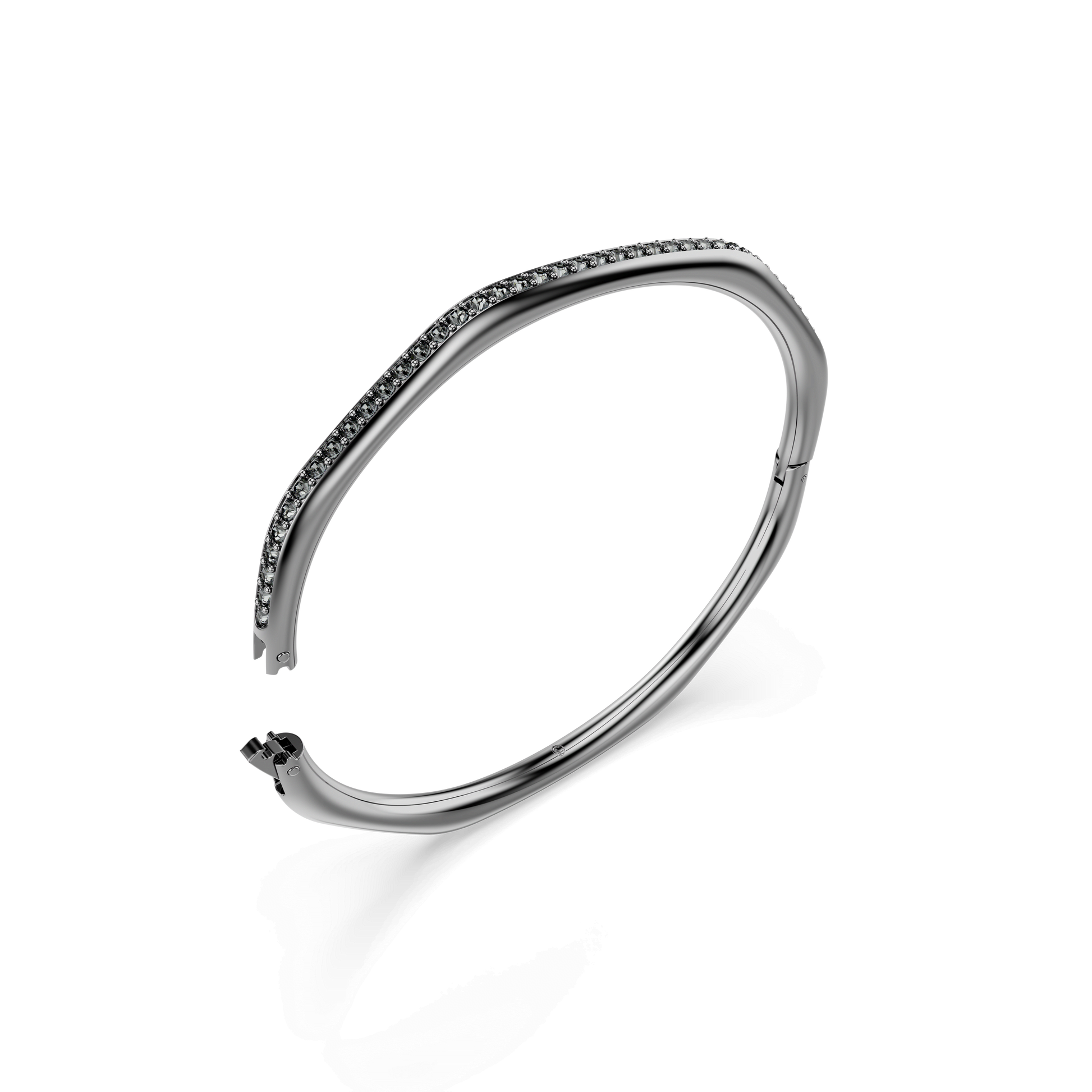 Dextera bangle, Octagon shape, Round cut, White, Ruthenium plated 5724605