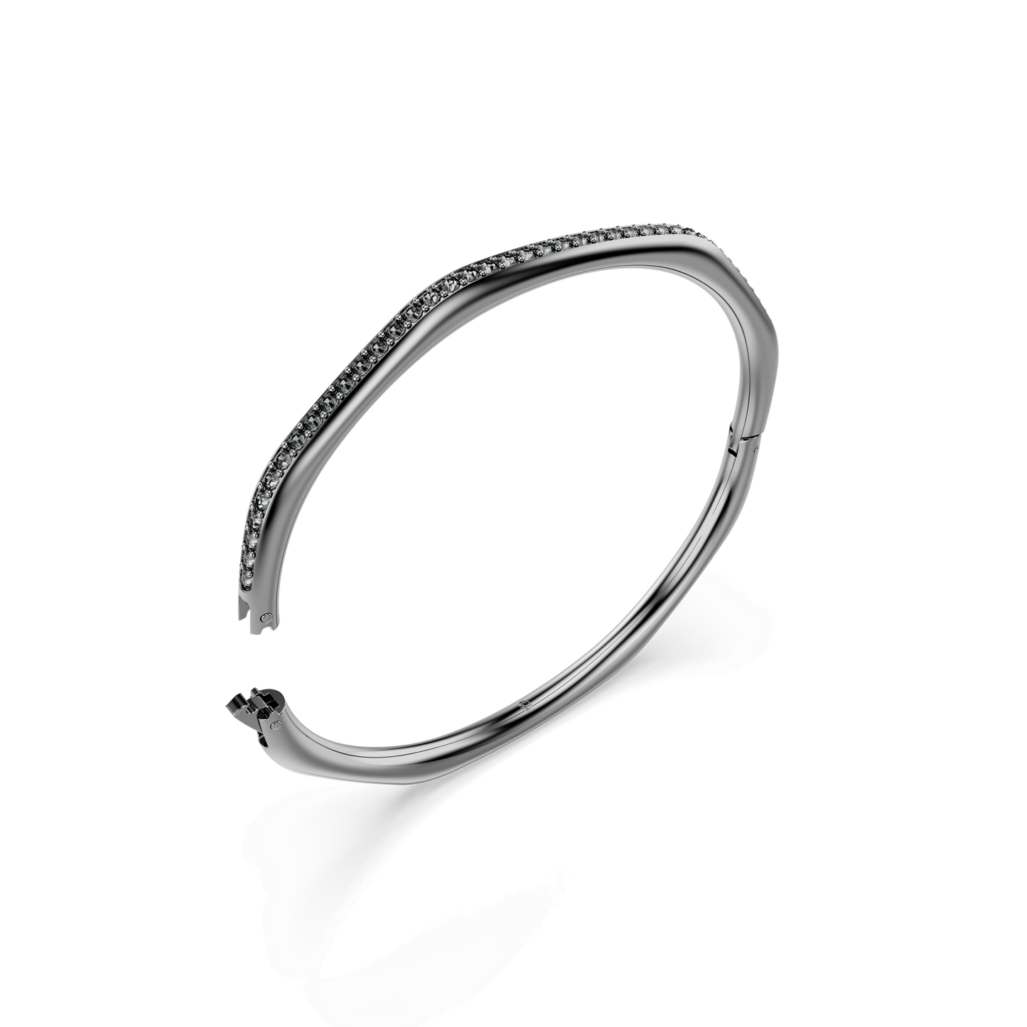Dextera bangle, Octagon shape, Round cut, White, Ruthenium plated 5724606