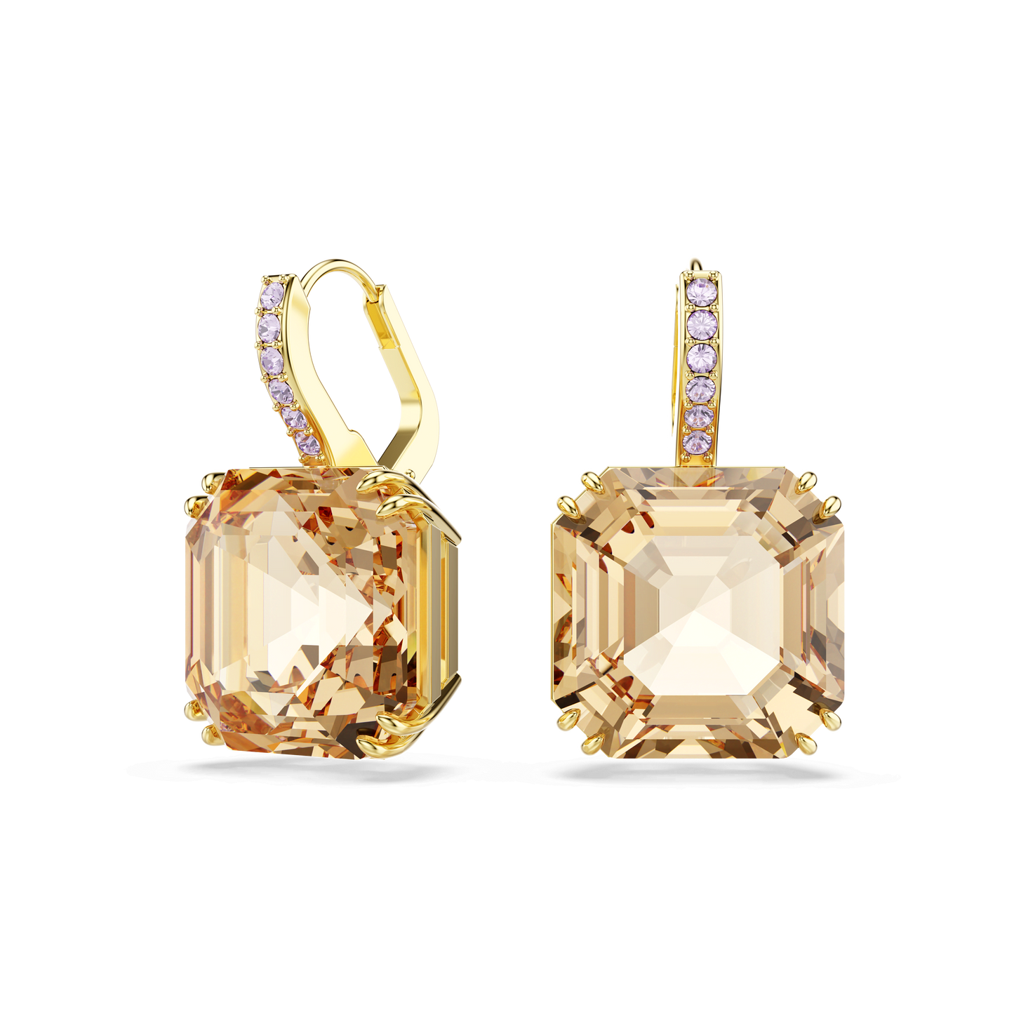Millenia drop earrings, Mixed cuts, Caramel, Gold-tone plated 5725744