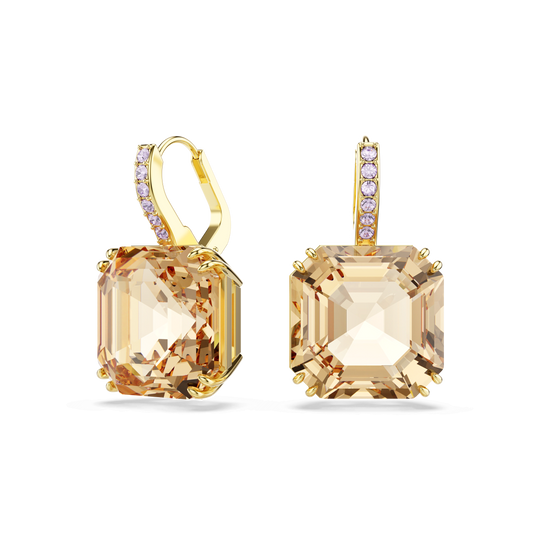 Millenia drop earrings, Mixed cuts, Caramel, Gold-tone plated 5725744