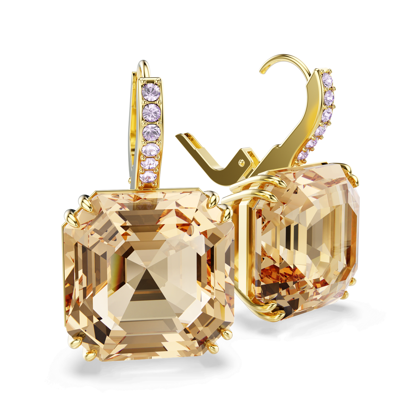Millenia drop earrings, Mixed cuts, Caramel, Gold-tone plated 5725744