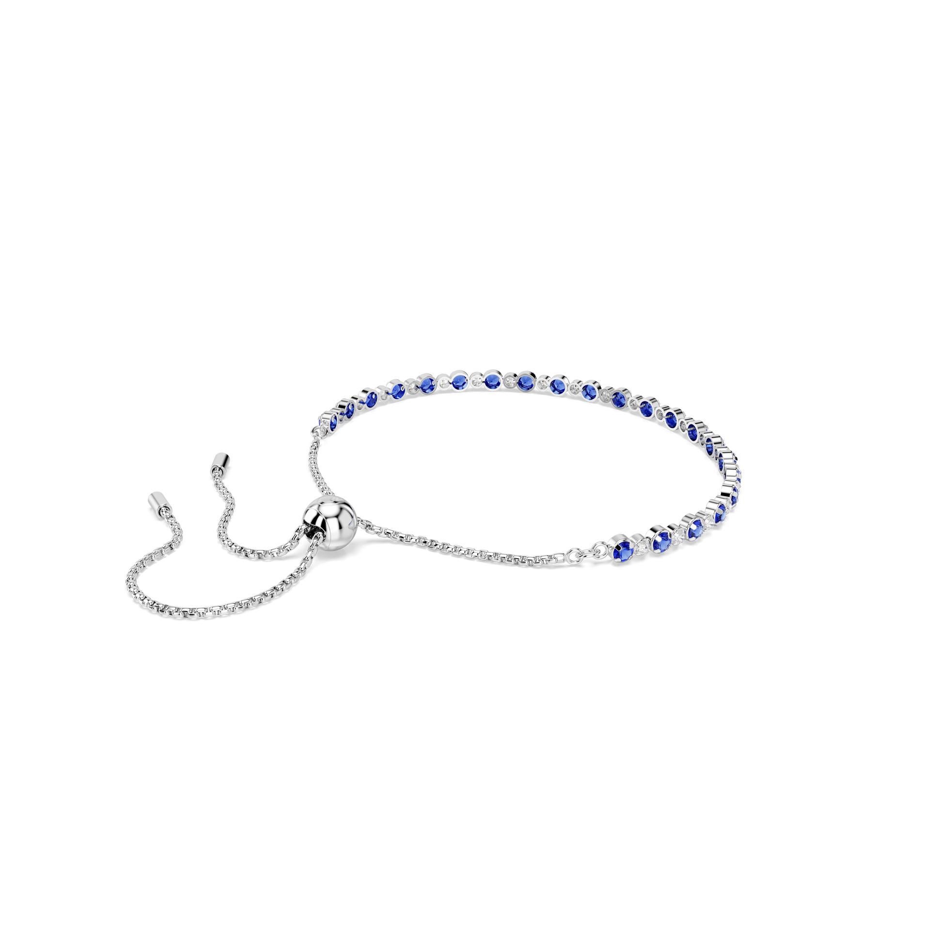 Matrix Tennis bracelet, Mixed round cuts, Blue, Rhodium plated 5725854