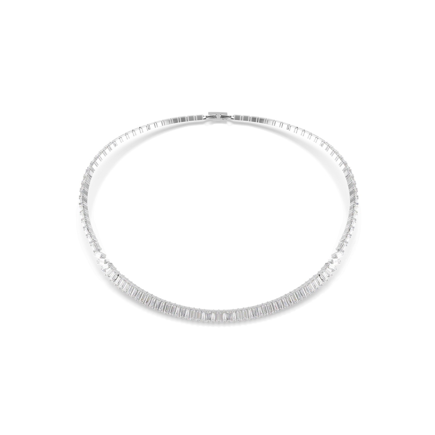 Matrix necklace, Baguette cut, White, Rhodium plated 5727111