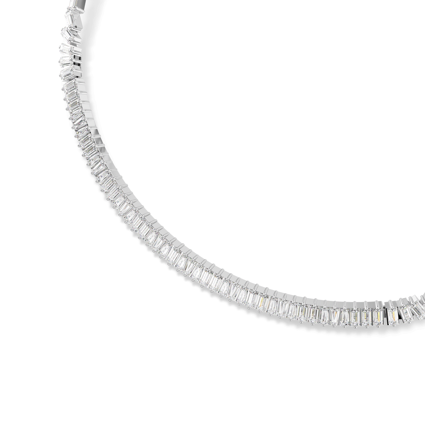 Matrix necklace, Baguette cut, White, Rhodium plated 5727111