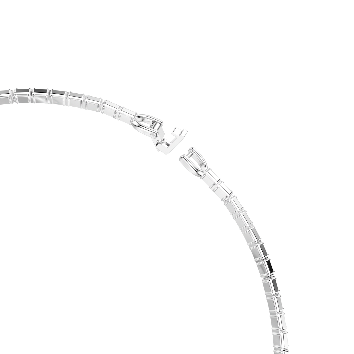Matrix necklace, Baguette cut, White, Rhodium plated 5727111