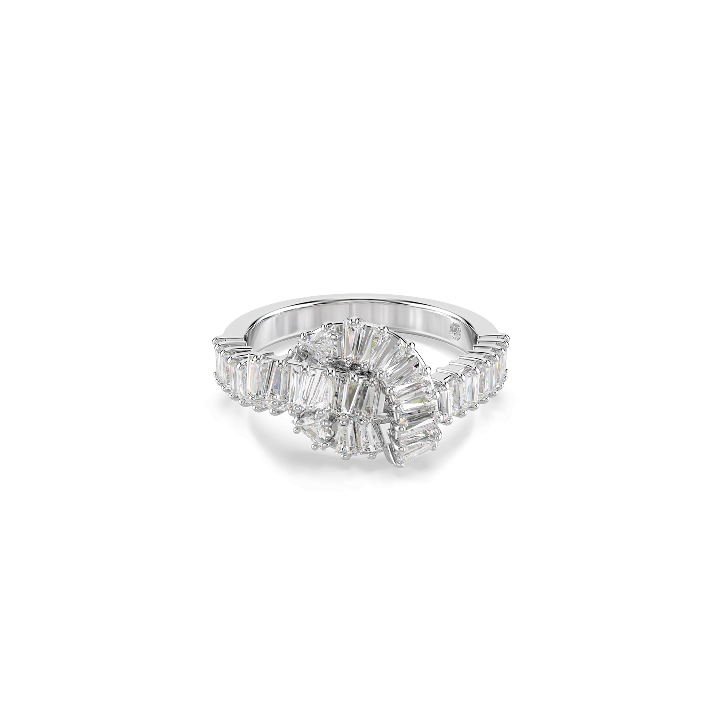 Matrix ring, Baguette cut, Knot, White, Rhodium plated 5727112
