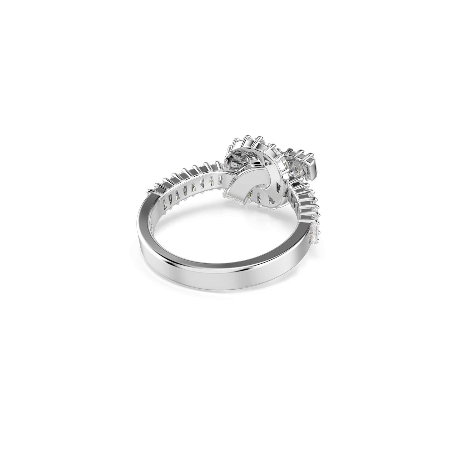 Matrix ring, Baguette cut, Knot, White, Rhodium plated 5727112