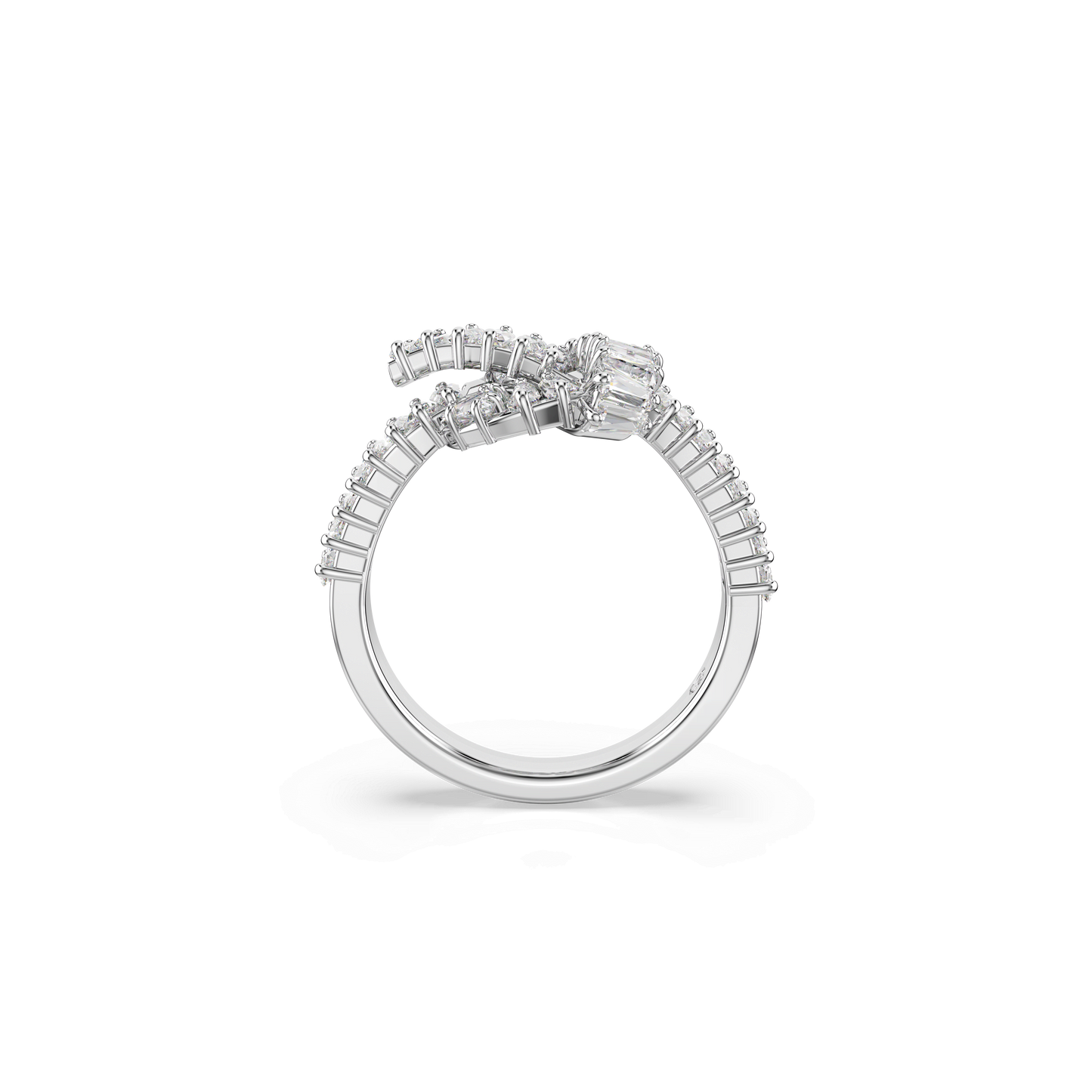 Matrix ring, Baguette cut, Knot, White, Rhodium plated 5727122