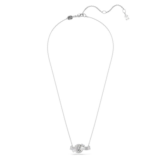 Matrix pendant, Baguette cut, Knot, White, Rhodium plated 5728553