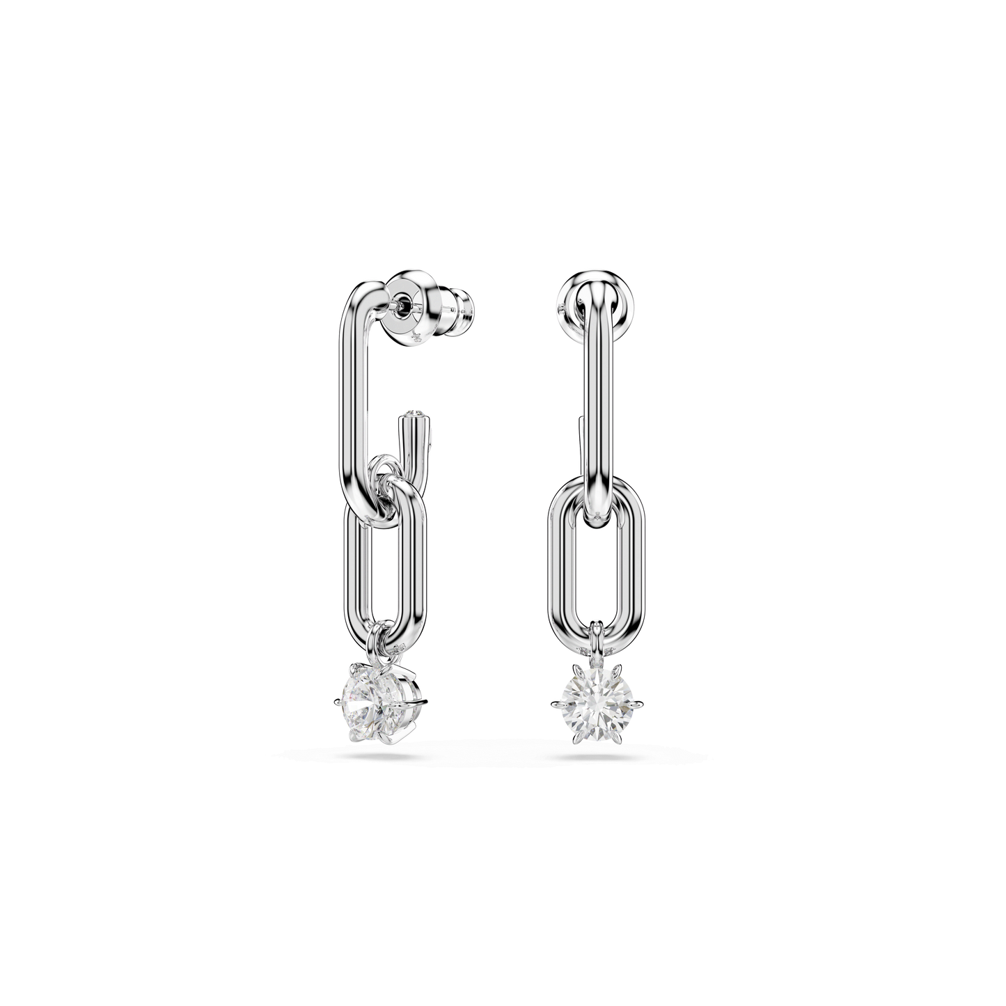 Constella drop earrings, Round cut, White, Rhodium plated 5728584