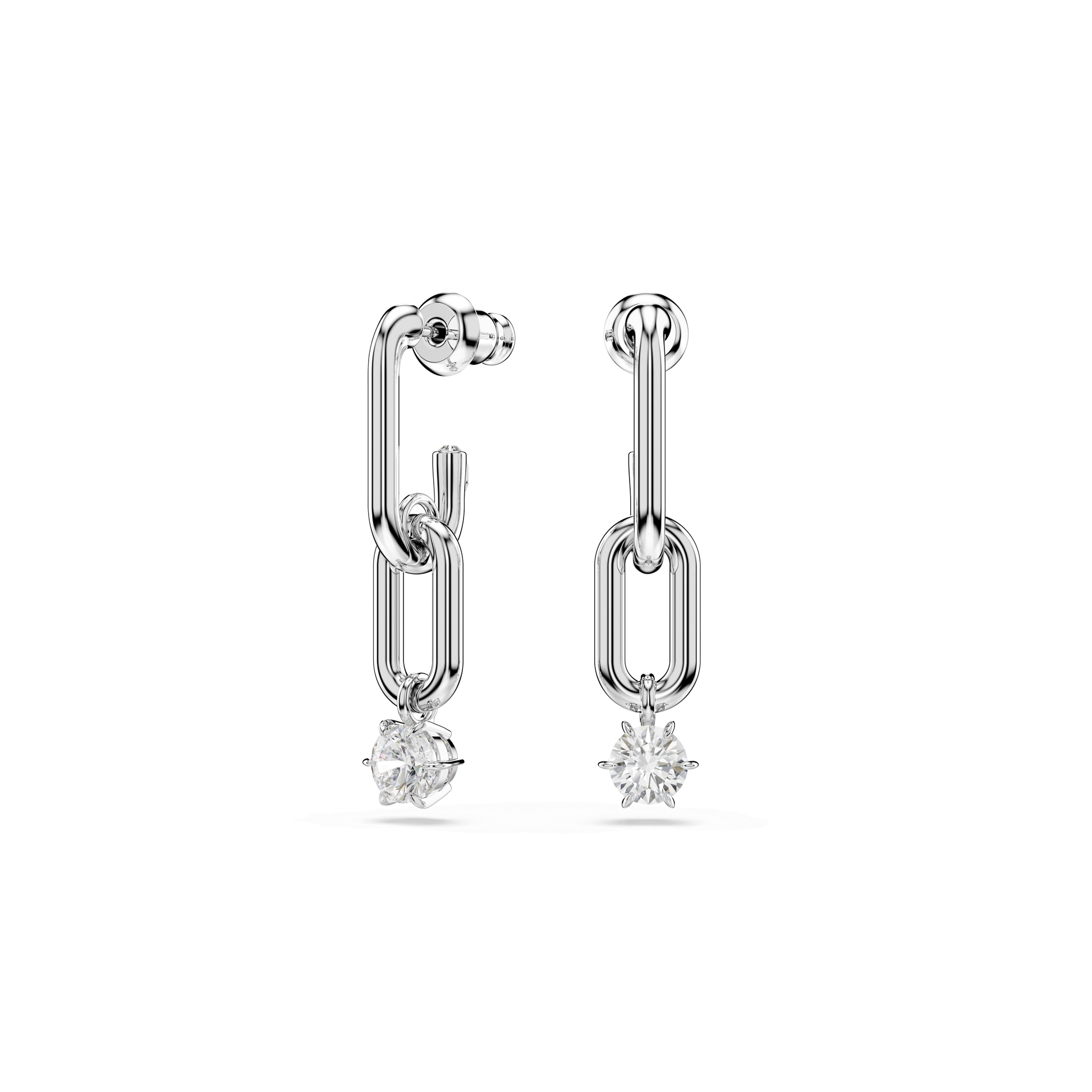 Constella drop earrings, Round cut, White, Rhodium plated 5728584